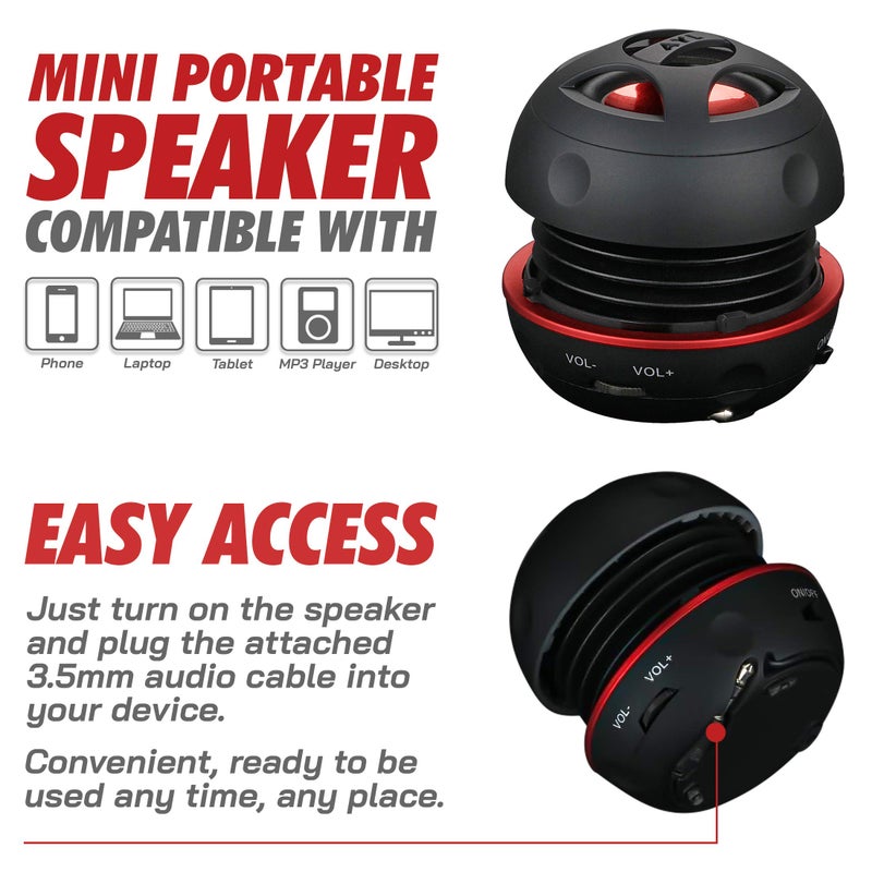 AYL Mini Speaker System, Portable Plug-in Speaker with 3.5mm Aux Input, External Audio for Laptop Computer, MP3 Player, iPhone, iPad, Cell Phone (Black) - Image 3
